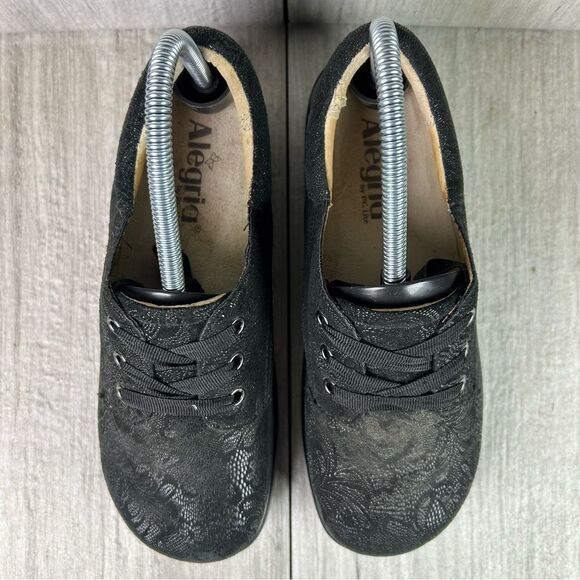 Alegria Kim 676 Lace Up Sneaker Black Lace Comfort Sneaker Womens Size 7 EUR 37 - Picture 6 of 10